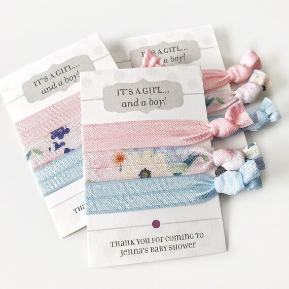Boy Girl Twin Baby Shower Favors Hair Tie Favors Baby Shower Etsy