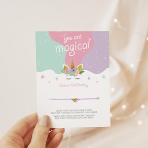 Unicorn Party Favors, Make A Wish Bracelet, Unicorn Birthday Party Gifts for Guests, Rainbow Unicorn Thank You Goodie Bag Filler