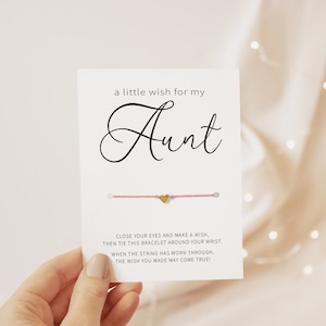 Bracelet tante fais un vœu, cadeau tante, bracelet ficelle, cadeau pensée pour vous, bracelet à breloques, cadeau tante et nièce, cadeau nouvelle tante, ficelle de souhaits