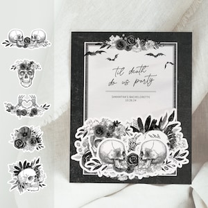 Til Death Do Us Party Bachelorette Favors, Gothic Bachelorette Stickers, Halloween Bachelorette Party Favors, Skull Theme Bachelorette DA100