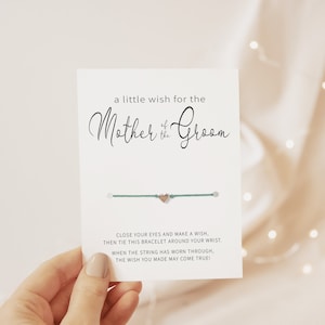 Cadeau pour la mère du marié de la mariée, carte de bracelet de souhaits de mariage, cadeau future belle-mère de la future belle-fille, cadeau du jour du mariage