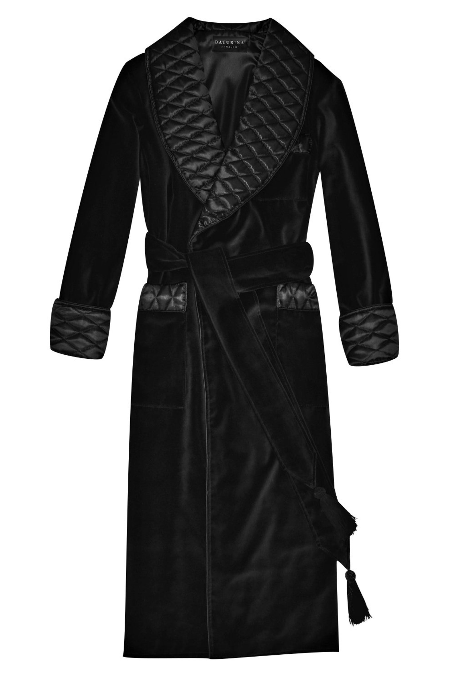 Mens Black Velvet Robe Quilted Silk Dressing Gown Smoking Etsy