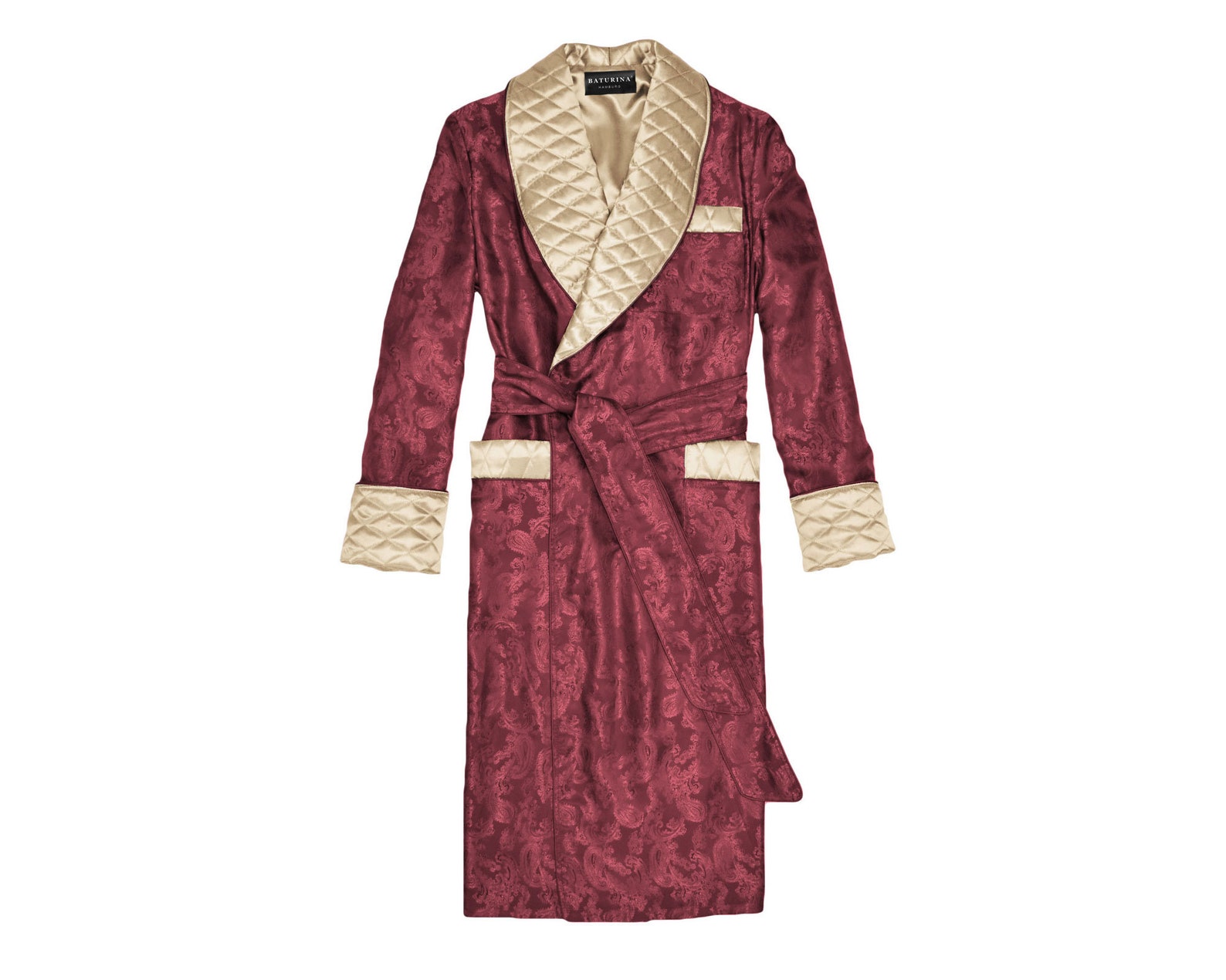 Mens Paisley Silk Robe Quilted Burgundy Red Gold Jacquard Etsy