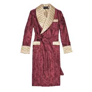 Mens Silk Dressing Gown Quilted Collar Vintage Gentleman Robe Victorian ...