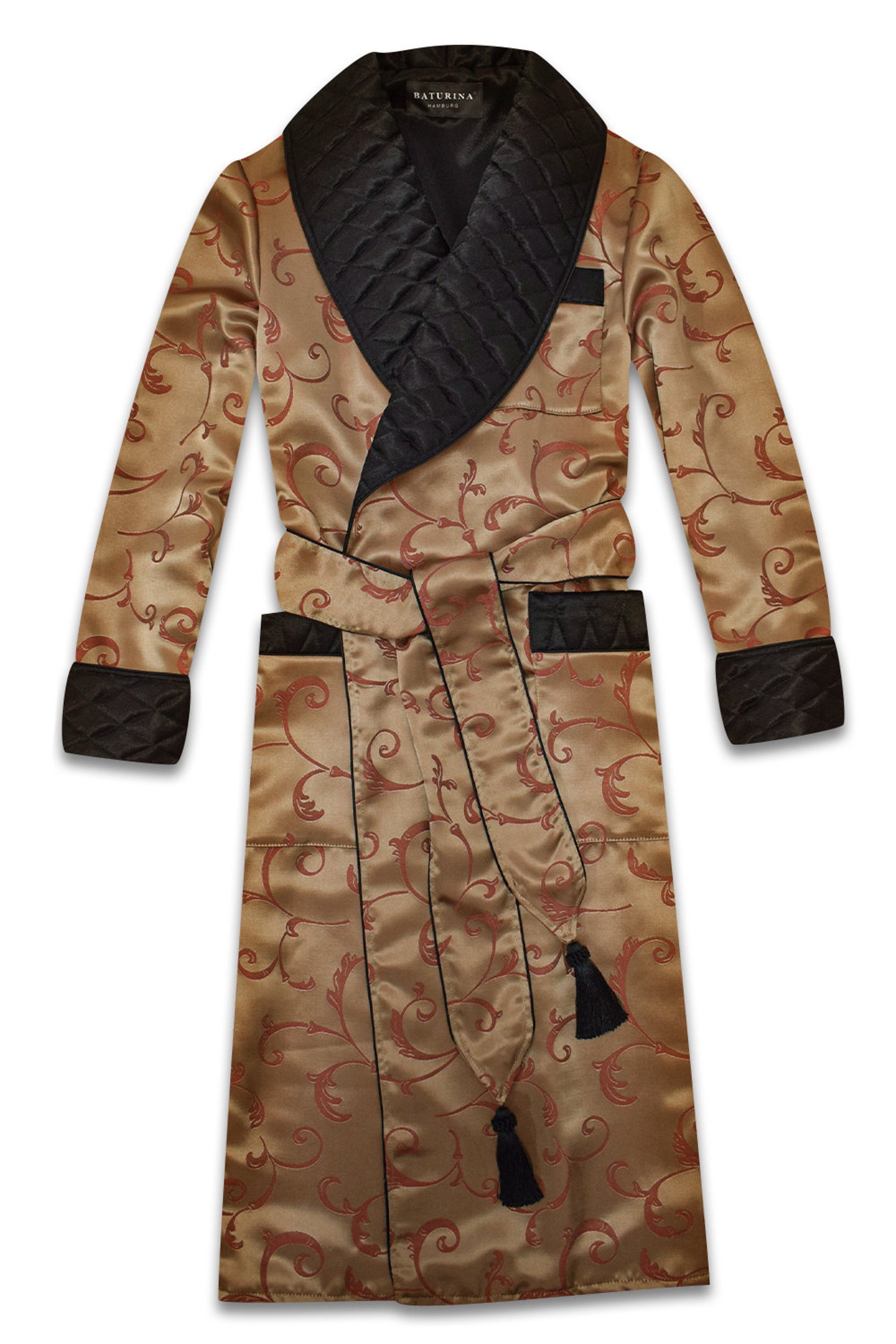 Mens Morning Robe Paisley Gold Black Quilted Satin Jacquard Etsy