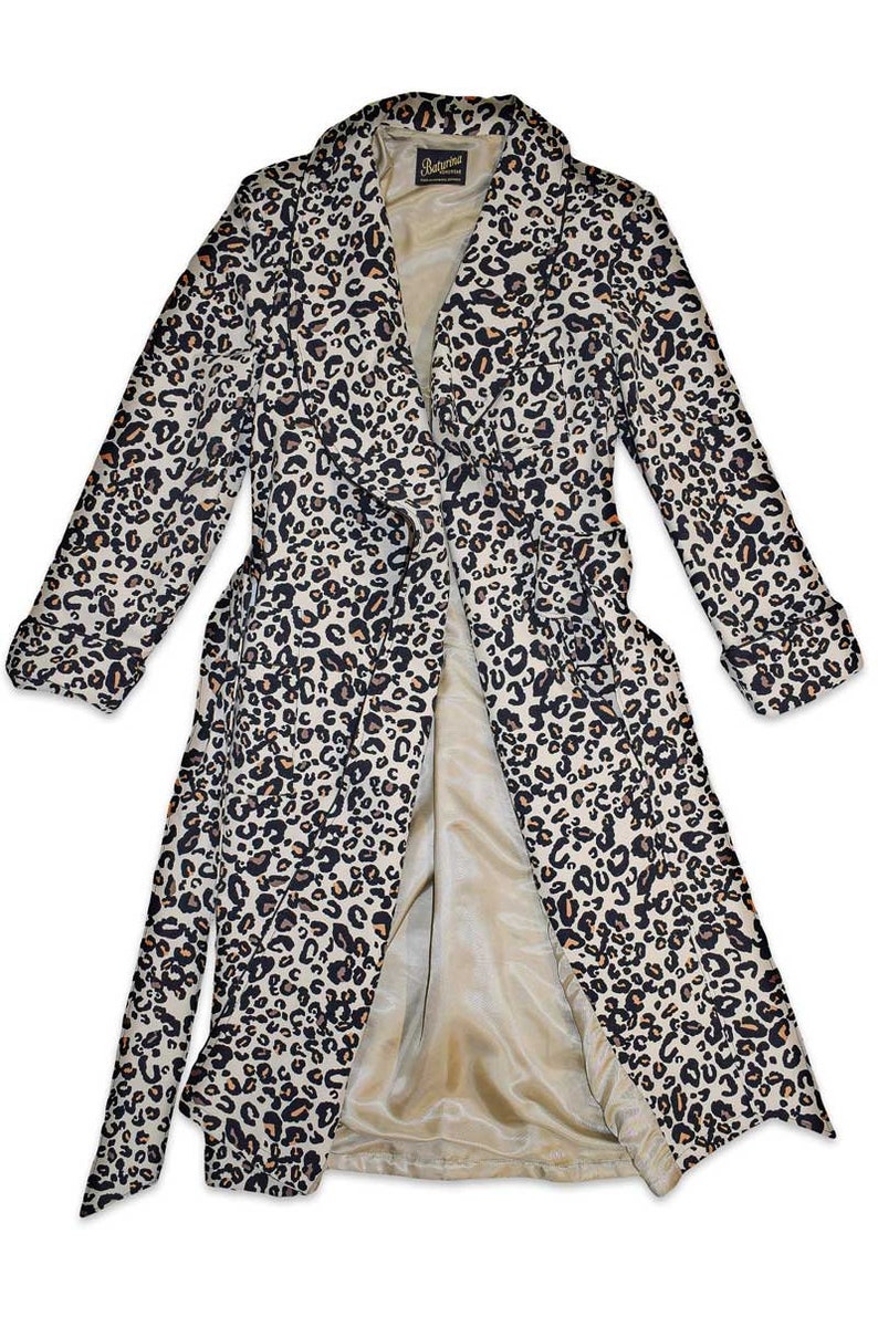 Mens Cotton Robe Leopard Print Cotton Dressing Gown Gentleman Long Classic Victorian Smoking Jacket Monogrammed Gents Housecoat image 7