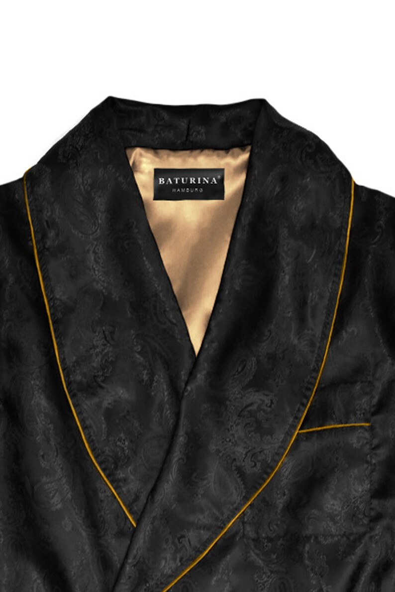 black and gold satin robe