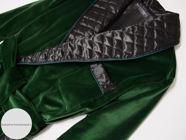 Green Velvet Men/'s Dressing Gown Heavy Warm Quilted Silk Collar Smoking Jacket Luxury Gentleman Robe Full Length Big Size Cotton Elegant