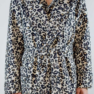 Mens Cotton Robe Leopard Print Cotton Dressing Gown Gentleman Long Classic Victorian Smoking Jacket Monogrammed Gents Housecoat image 4