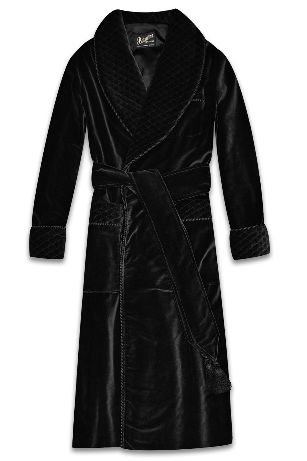 Black Velvet Men's Robe Quilted Dressing Gown Luxury Etsy