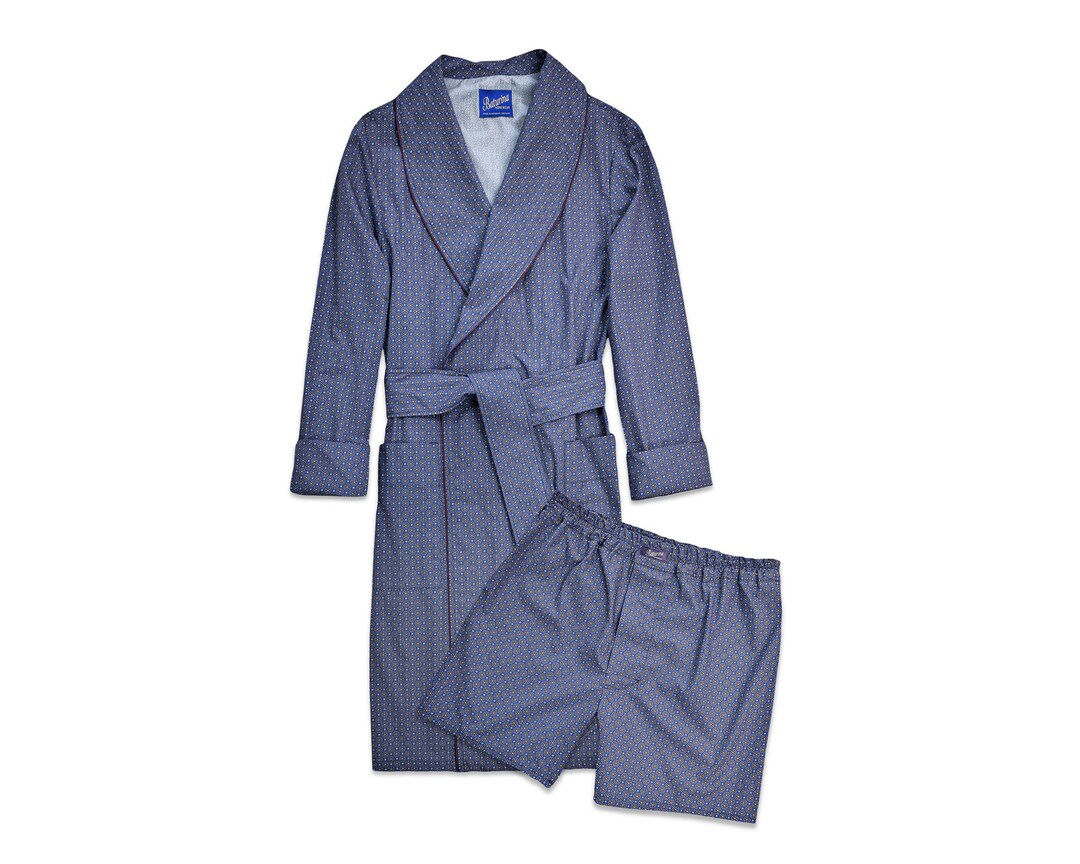 Men's Robe and Shorts Set Lightweight Cotton Boxer Shorts Smoking