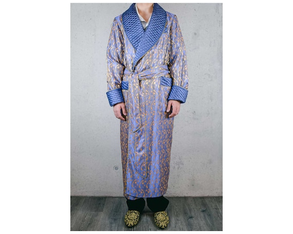 Men's Burgundy Velvet Dressing Gown Robe Smoking Jacket | Baturina Homewear