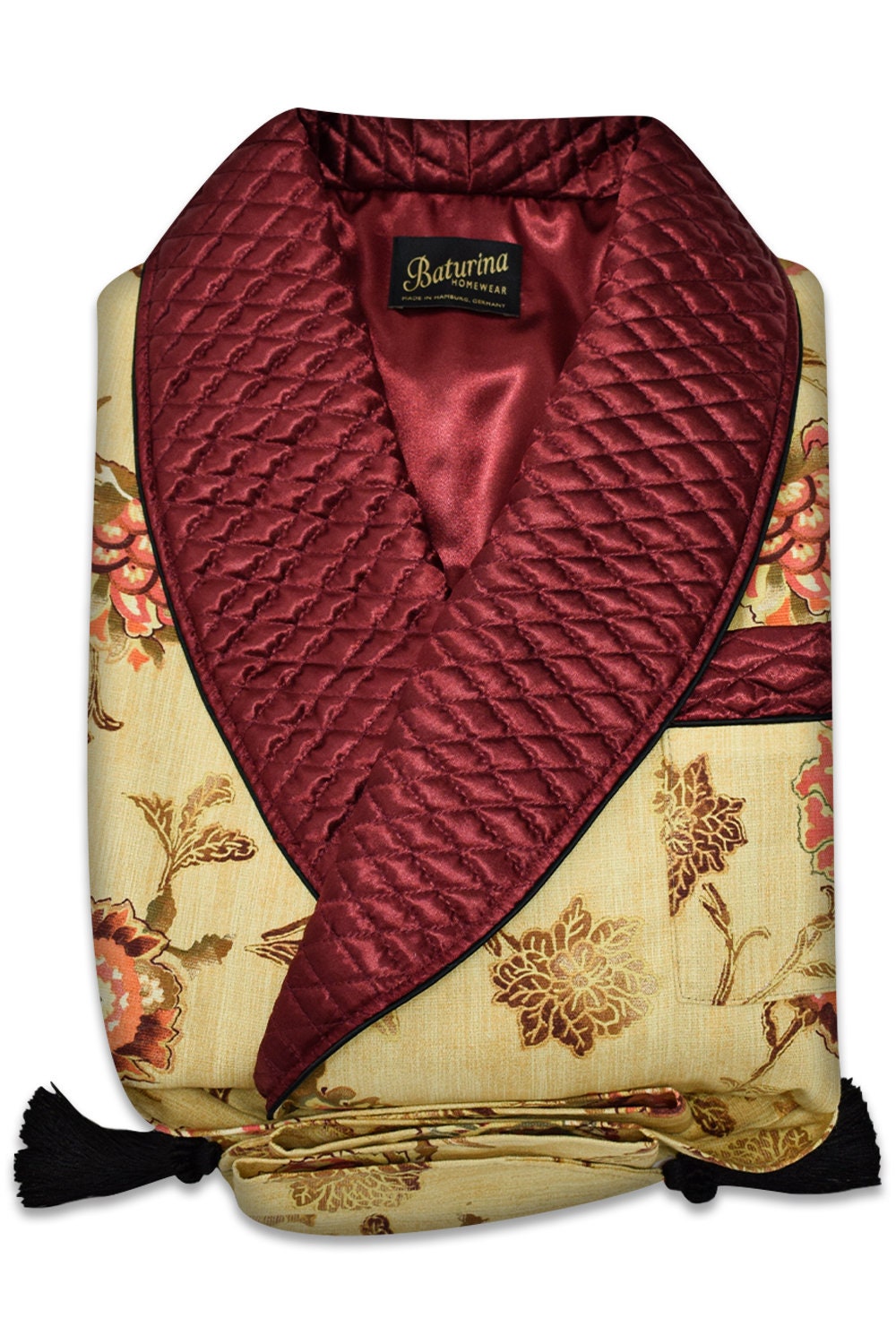 Mens Floral Robe Quilted Dressing Gown Silk Cotton Smoking Etsy