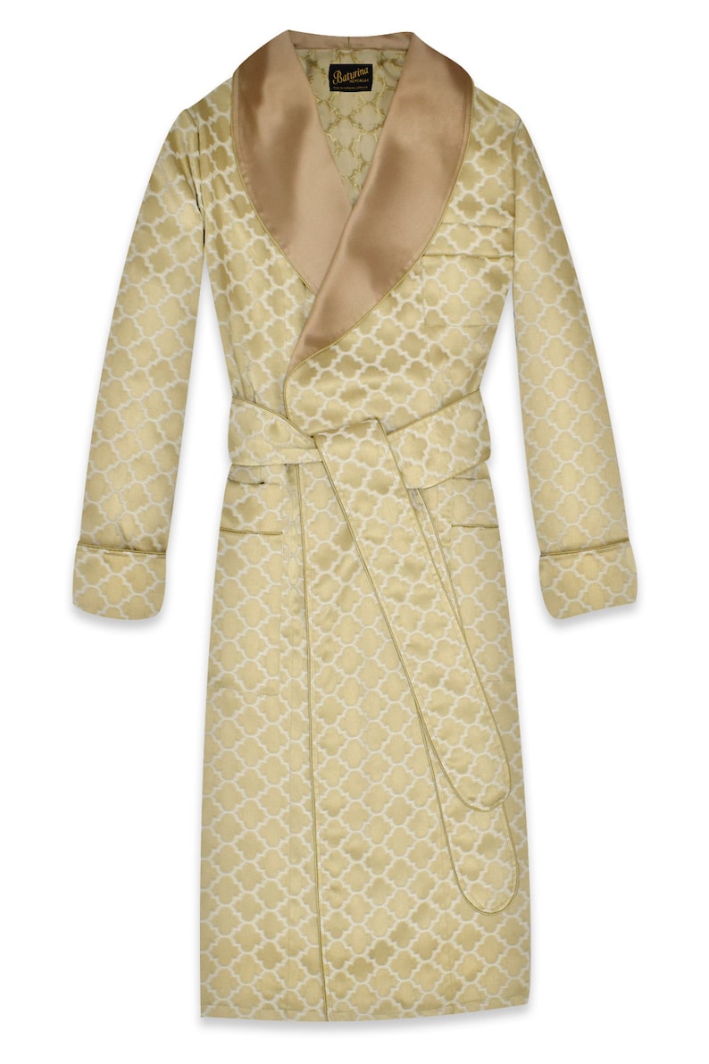 Mens Luxury Silk Robe Gold Housecoat Dressing Gown Vintage Etsy