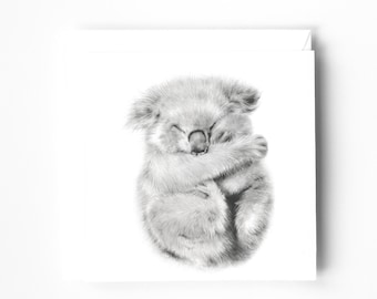 Koala Bear Blank Greeting Card, All Occasion Card, Australian Animal Card, First Birthday Card