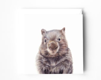 Australian Animal Blank Greeting Card, Wombat Card, All Occasion Card, Plain Card, Birthday Card