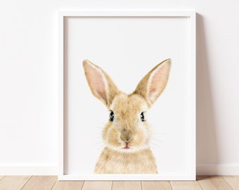 Nursery Animal Wall Art, Bunny Rabbit Print, Woodland Nursery, Girls Bedroom Decor, Kids Wall Art, Baby Shower Gift