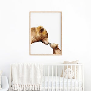 Woodland Nursery Wall Decor, Nursery Prints, Kids Room Decor, Baby Bear Woodland Animal Print, Nursery Wall Art, Baby Shower Gift