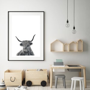 Highland Cow Print, Cow Decor, Nursery Wall Art, Prints for Boys, Large Wall Art image 4