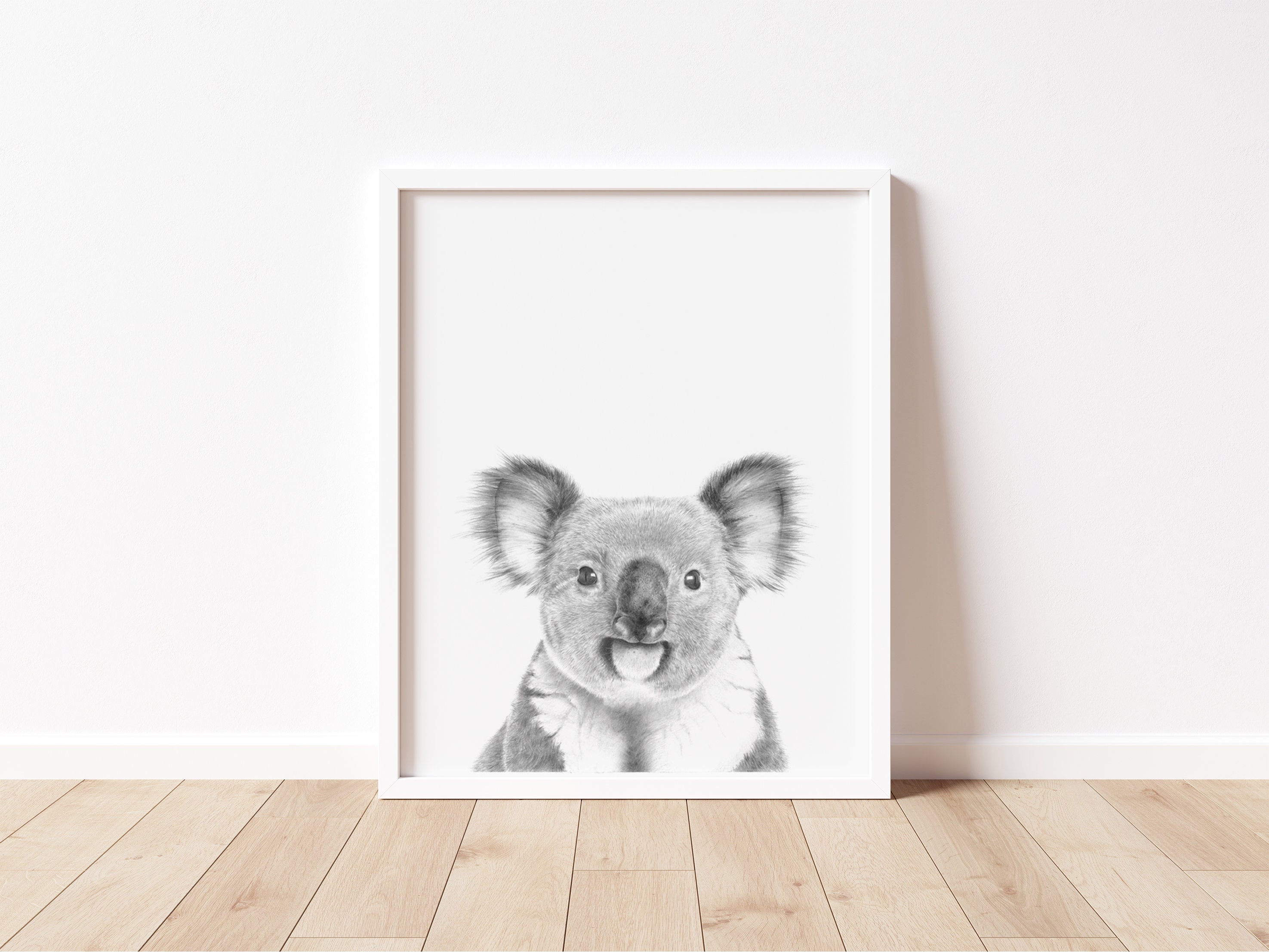 Koala Print Australian Animal Wall Art Black and White Etsy
