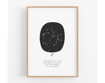 Sagittarius Astrology Wall Art Print, Zodiac Print, Astrology Wall Art, Kids Room Decor