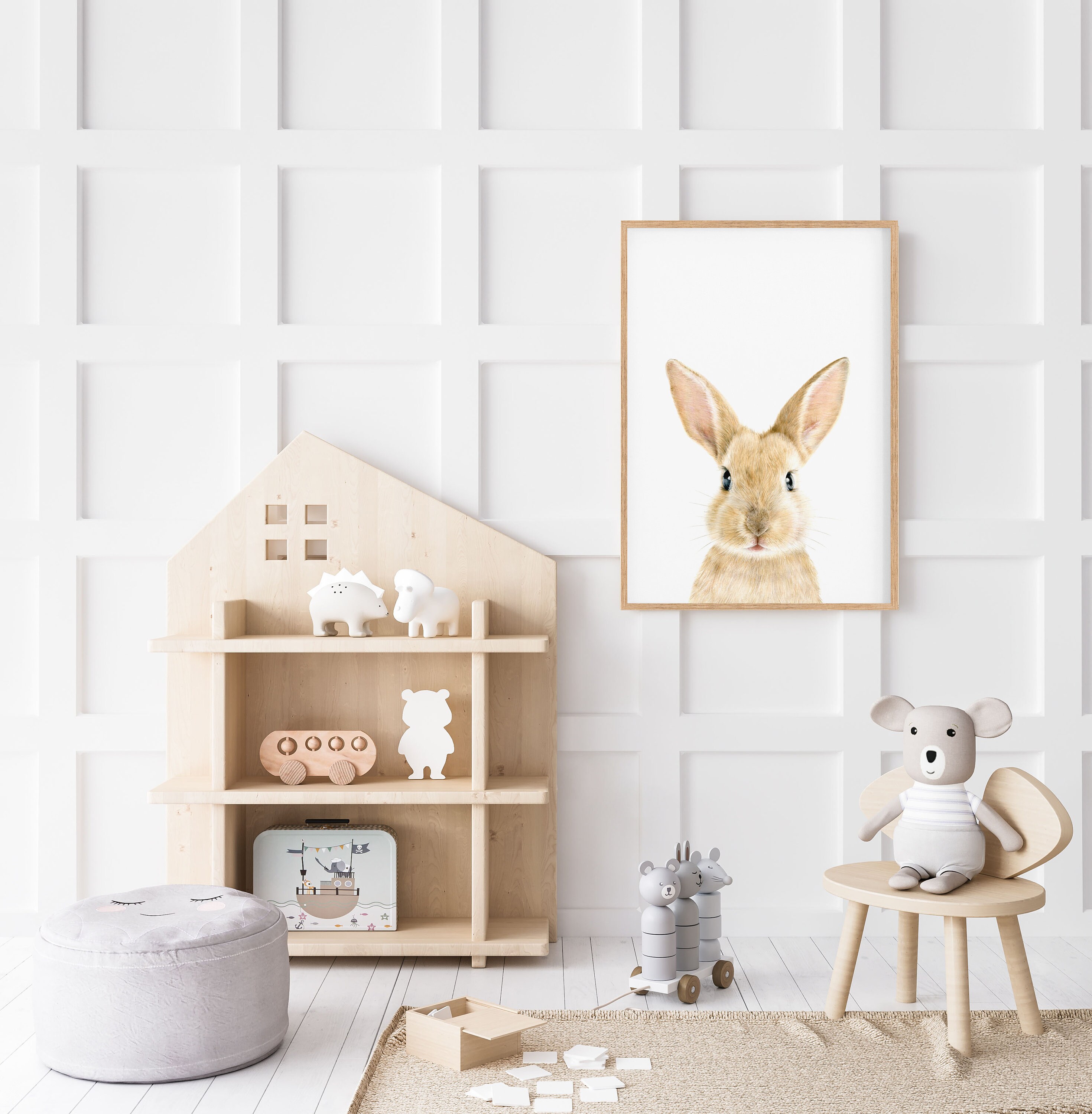 Nursery Wall Art Decor Bunny Rabbit Print Woodland Nursery Etsy