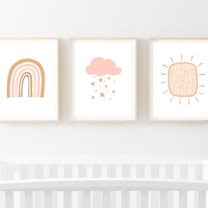 Set of 3 Rainbow Nursery Prints, Kids room Wall decor, Baby Shower Gift image 5