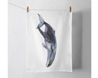 whale Tea Towel, Animal Tea Towel, Kitchen Towel, Housewarming Gift, Gift for Mom, Gift for her