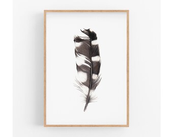 Feather Art Print, Living Room Wall Art, Minimalist Print, Bird lovers Gift, Gift for mum