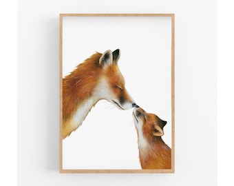 Fox Print, Woodland Nursery Animal Prints, Nursery Wall Art, Baby Animals, Baby Shower Gift,