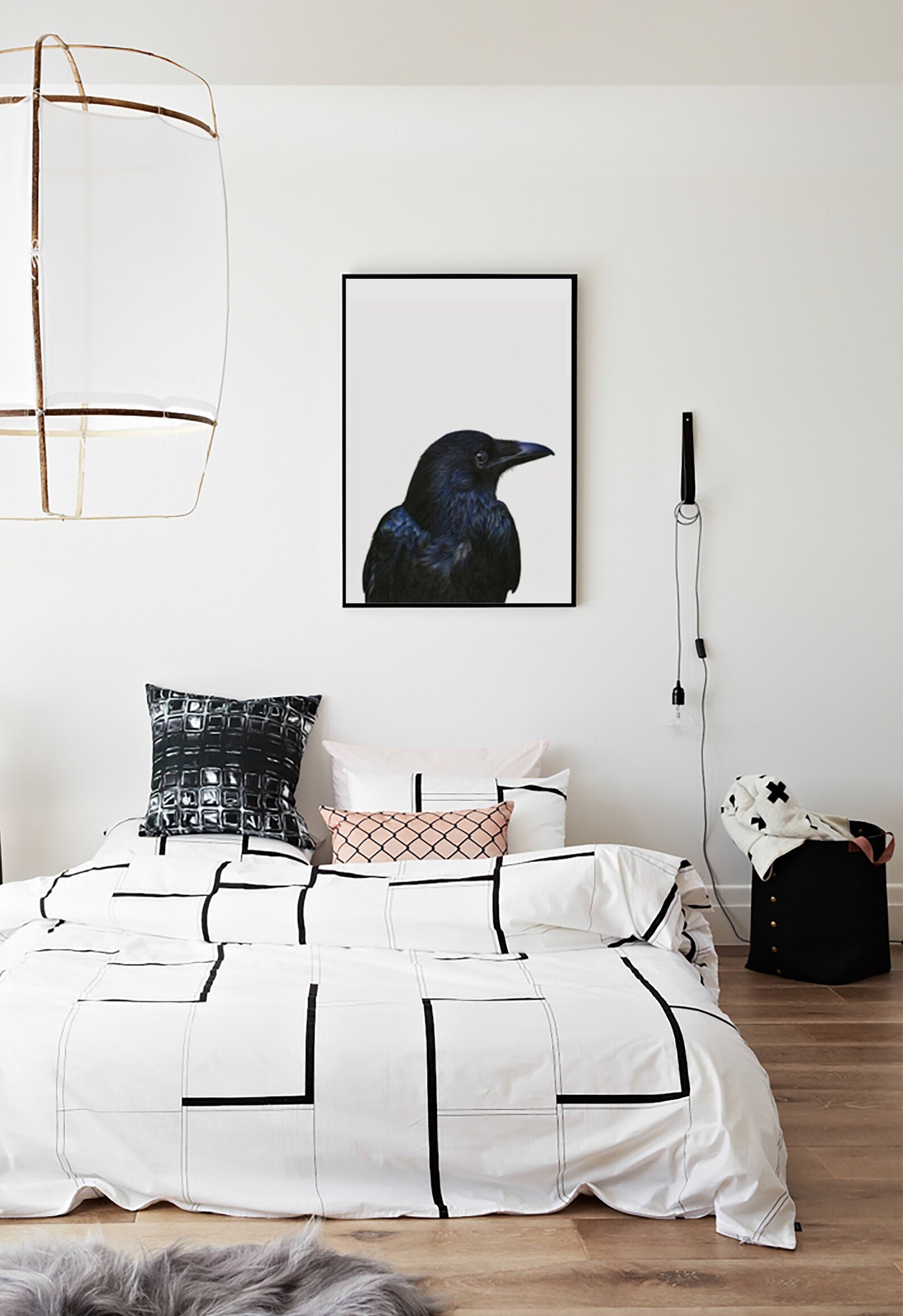 Bird Prints Crow Art Black Bird Wall Decor Wildlife Print Etsy