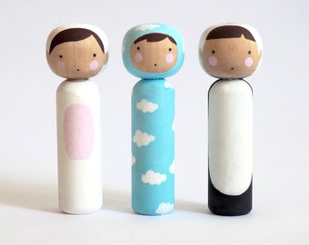 DIY Wooden Blank Peg Dolls, Kokeshi Dolls, Personalised Gift