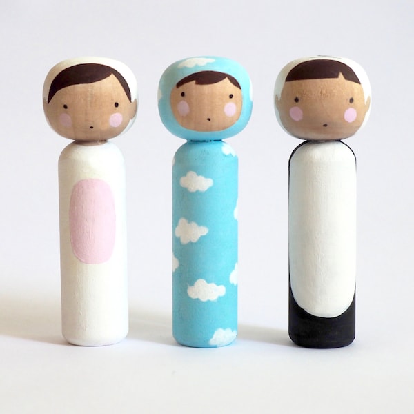 DIY Wooden Blank Peg Dolls, Kokeshi Dolls, Personalised Gift