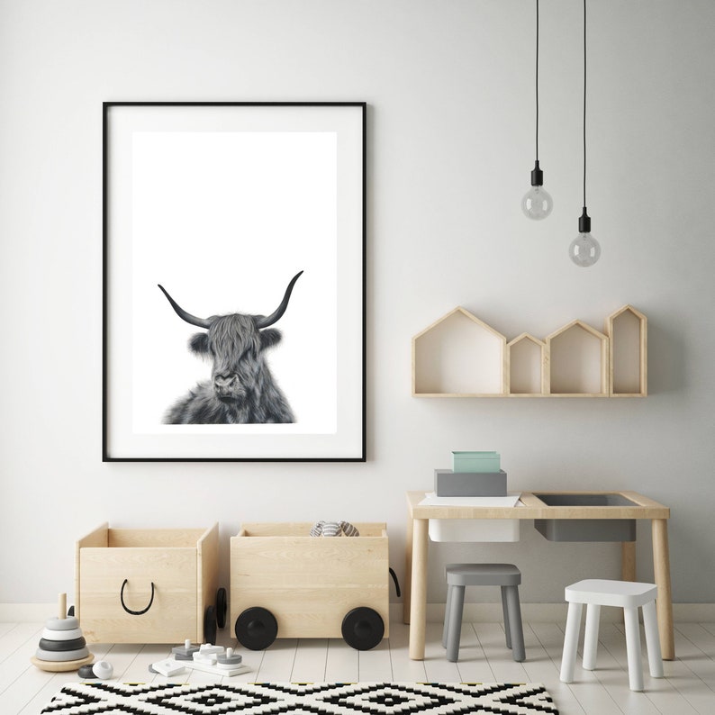 Highland Cow Print, Cow Decor, Nursery Wall Art, Prints for Boys, Large Wall Art image 4