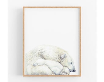 Polar Bear Nursery Print, Bear Cub, Animal Prints, Nursery  Animal Wall Art,  Baby Shower Gift