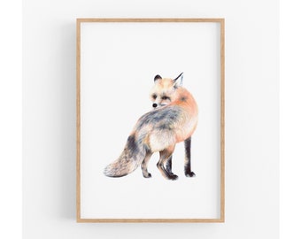 Woodland Animal fox art print, Nursery Wall Decor, Baby Shower, Baby Gift