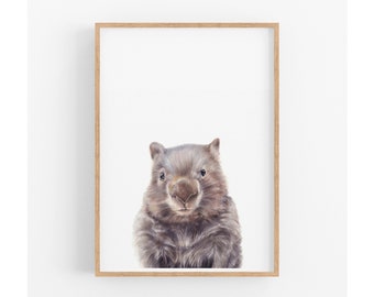 Australian Animal Wall Art Prints, Wombat Print, Bedroom Wall Art, Kids Wall Art