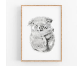 Australian Koala Animal Art Print, Animal Wall Art, Bear Print, Animal lovers Gift