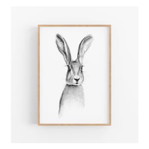 Woodland Animal Wall Art Print, Rabbit print, Kids Room Decor, Neutral Nursery Prints