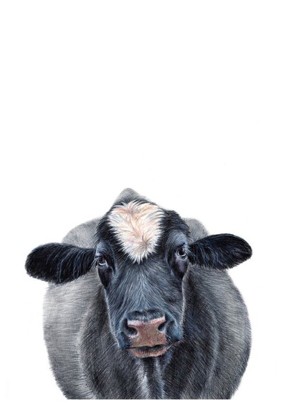 Farmhouse Wall Decor Black And White Animal Wall Art Cow Etsy