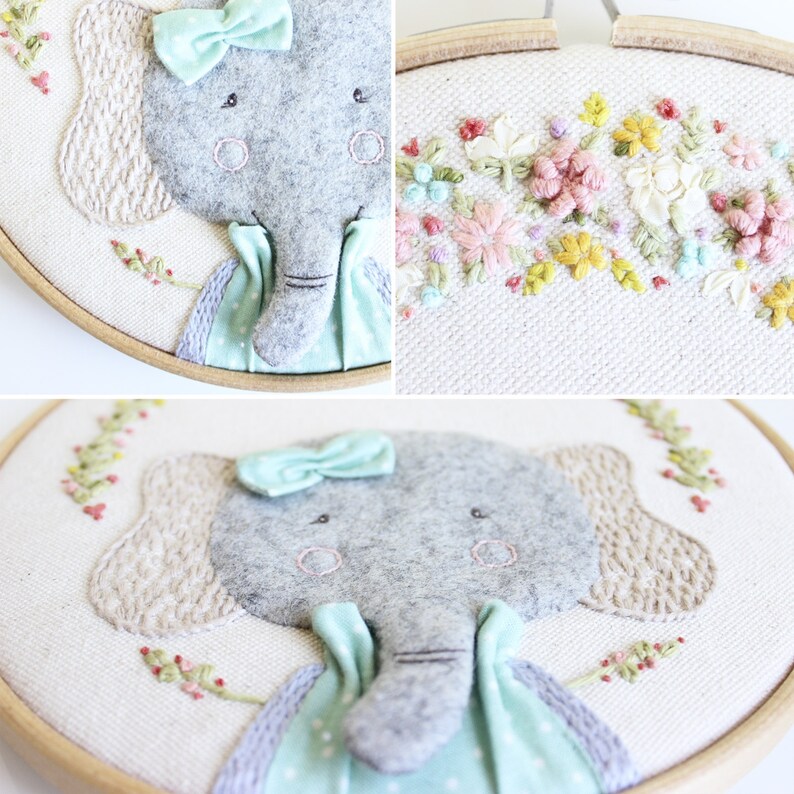 Embroidery hoop art Elephant Etsy