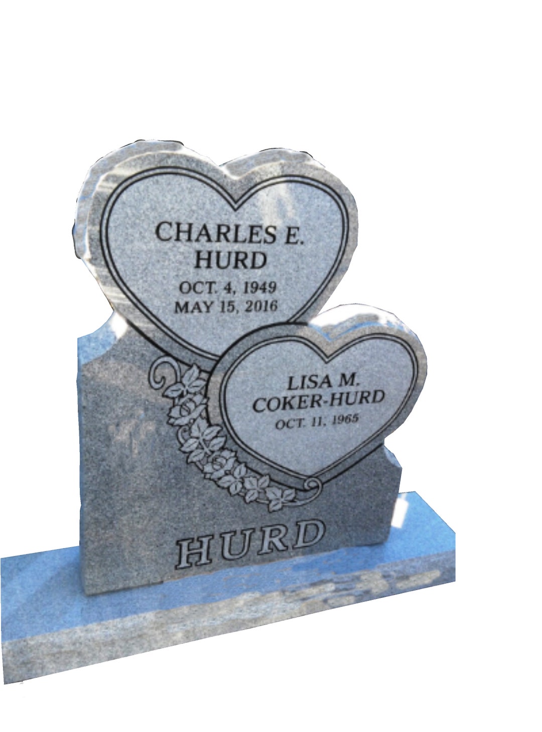 Double Heart Shaped Headstones With Wedding Rings Headstone
