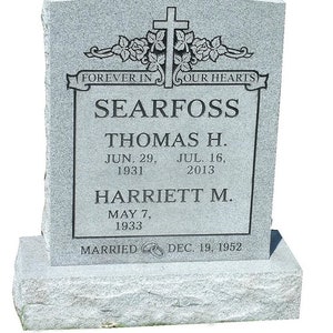 Headstone- cemetery monument- large  - single plot companion -  engraving included