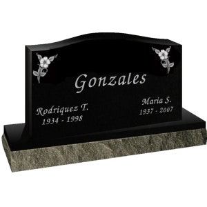 Headstone- large companion 2 names- engraving included- multiple design choices.
