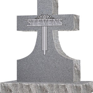 Cross headstone gray custom engraved single or double- free shipping available-