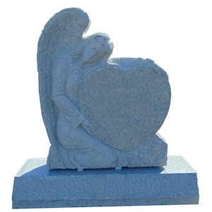 Headstone- cemetery monument- carved angel holding hart - engraving included