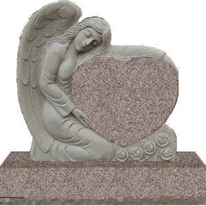 Headstone- cemetery monument- carved angel holding hart - engraving included
