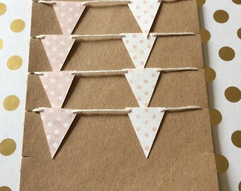 Handmade Mini//small Paper//card Bunting  Shabby Chic White And Blue Pattern