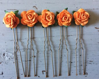 Orange Hair Flower Etsy