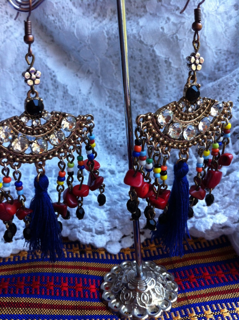 exotic earrings tassel earrings Boho tassel earrings colourful bohemian earrings gypsy earrings unique earrings boho earrings